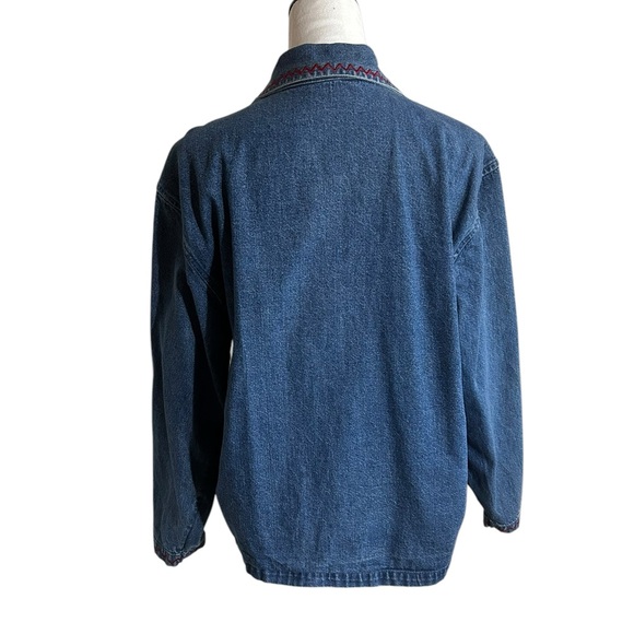 New Directions Denim Jacket with Cat and Leaf Embroidery - Picture 4 of 11